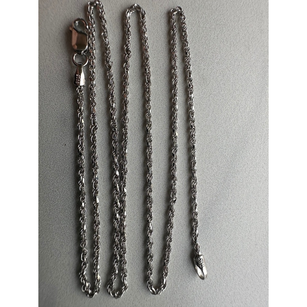 925 Sterling Silver Rope Chain Necklace 17.5 Inch Italy 2.98g Unisex Silver